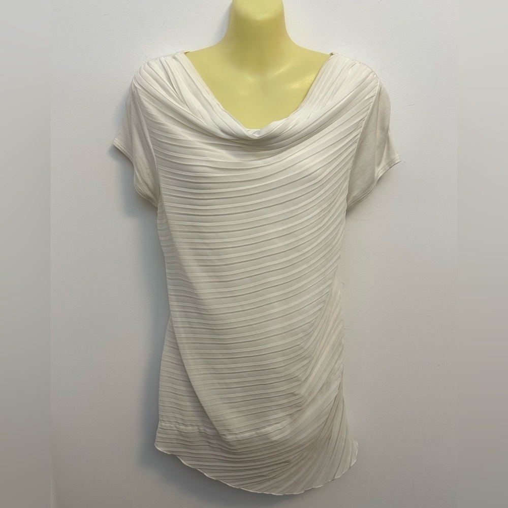 Neiman Marcus Cream Draped Boatneck Blouse